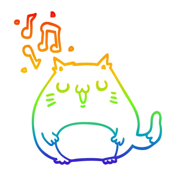 Gökkuşağı gradyan çizgi çizim karikatür kedi şarkı — Stok Vektör