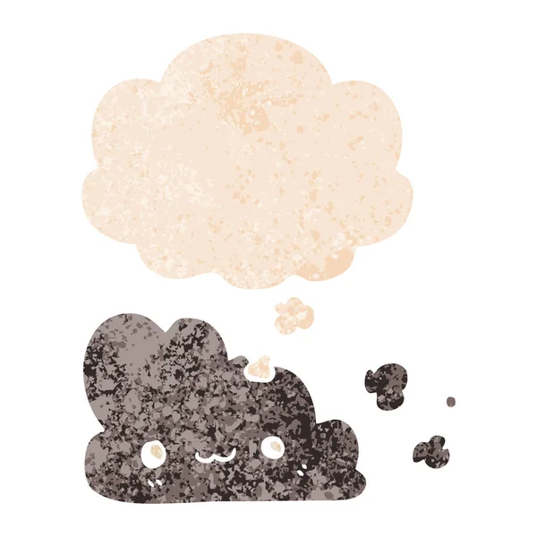 Χαριτωμένο καρτούν σύννεφο και σκέψη φούσκα σε ρετρό υφή στυλ — Διανυσματικό Αρχείο