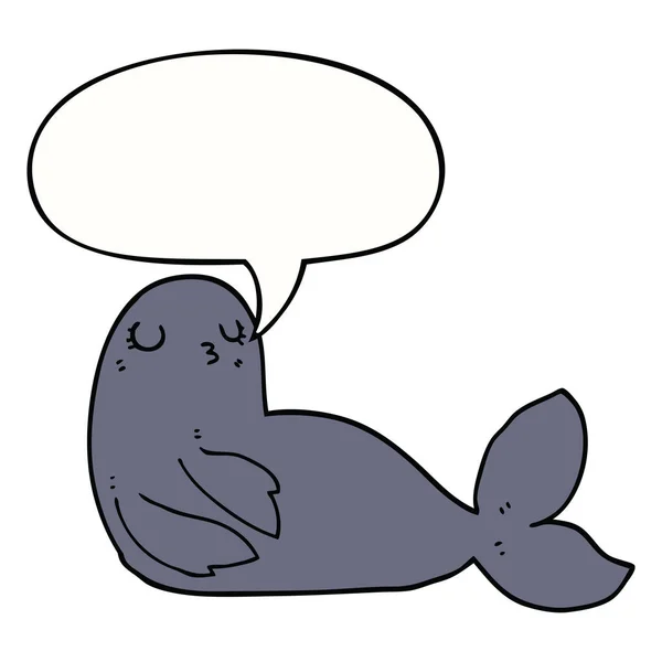 Cartoon seal and speech bubble — Stock Vector