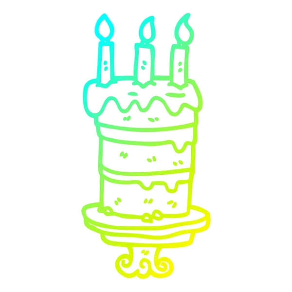 Froid dégradé ligne dessin dessin dessin animé gâteau au chocolat — Image vectorielle