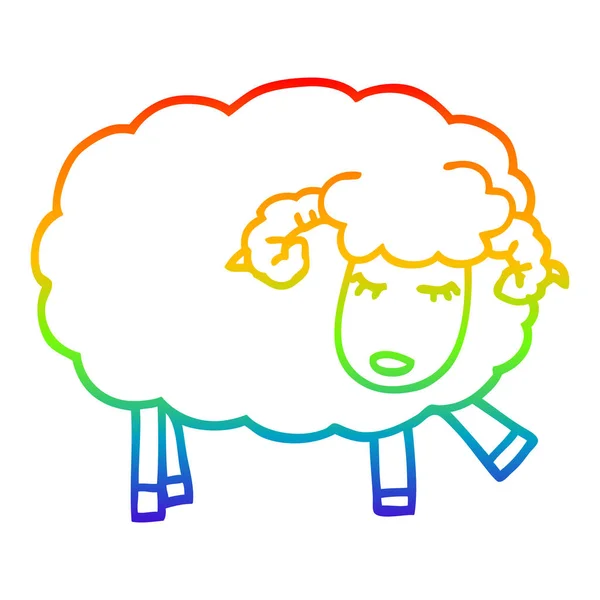 彩虹渐变线绘制卡通可爱的绵羊 — 图库矢量图片