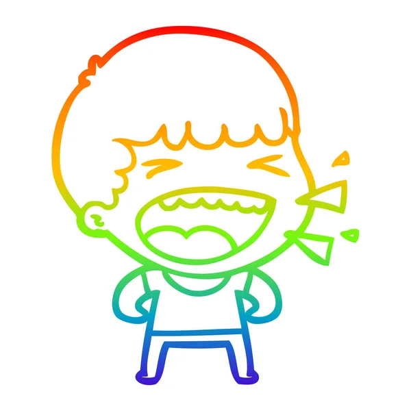 Arco-íris linha gradiente desenho cartoon rindo homem — Vetor de Stock