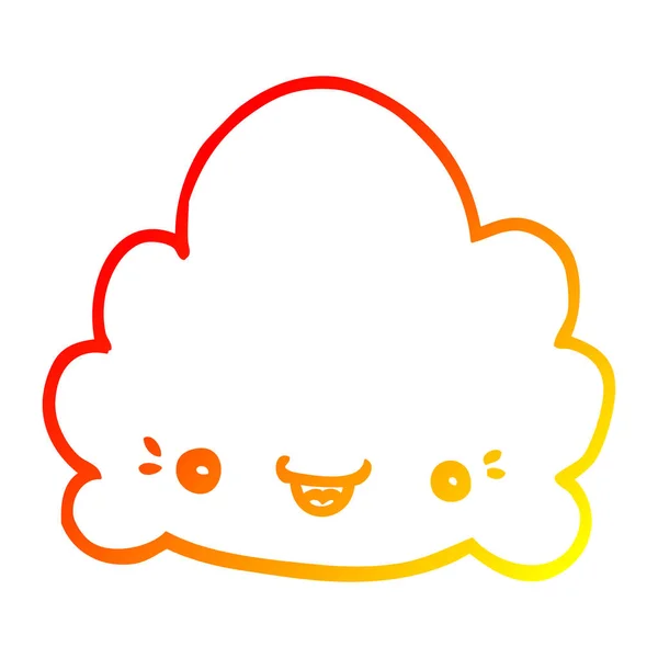 Warme kleurovergang lijntekening cartoon Cloud — Stockvector