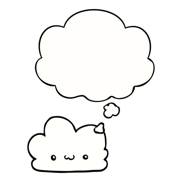 Linda nube de dibujos animados y burbuja de pensamiento — Vector de stock