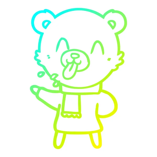 Linea gradiente freddo disegno scortese orso cartone animato — Vettoriale Stock