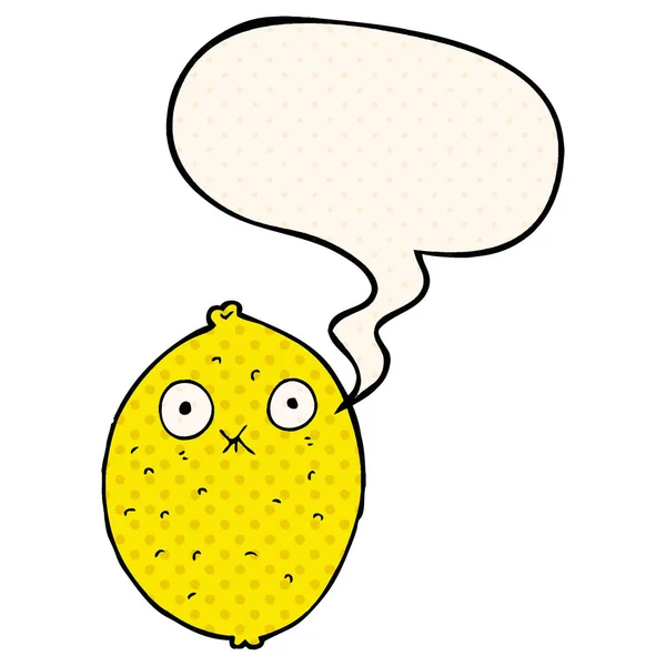 Καρτούν πικρό λεμόνι και φούσκα ομιλίας σε στυλ κόμικ — Διανυσματικό Αρχείο