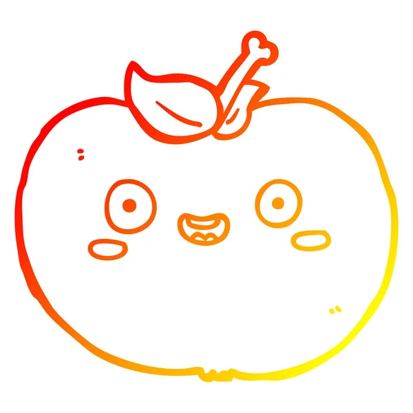 Teplá Přechodová čára kresba kreslená jablka — Stockový vektor
