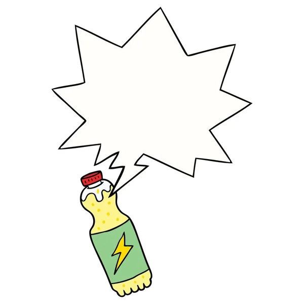 Cartoon soda bottle and speech bubble — Stock Vector