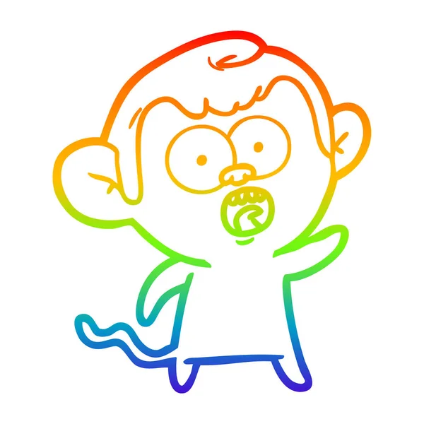 Regenboog gradiënt lijntekening cartoon geschokt Monkey — Stockvector
