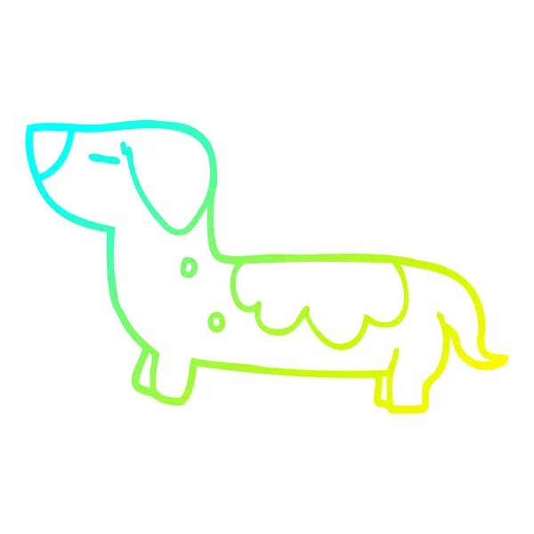 Linha gradiente frio desenho do cão dos desenhos animados — Vetor de Stock