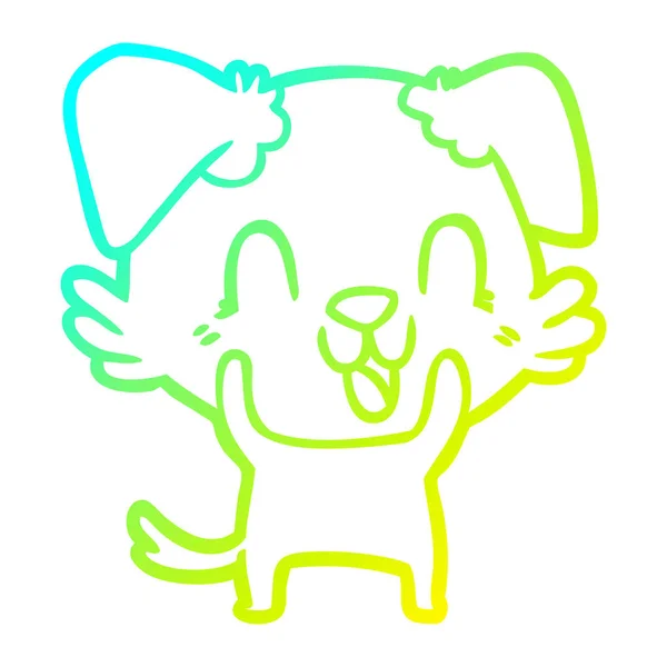 Froid gradient ligne dessin rire dessin animé chien — Image vectorielle