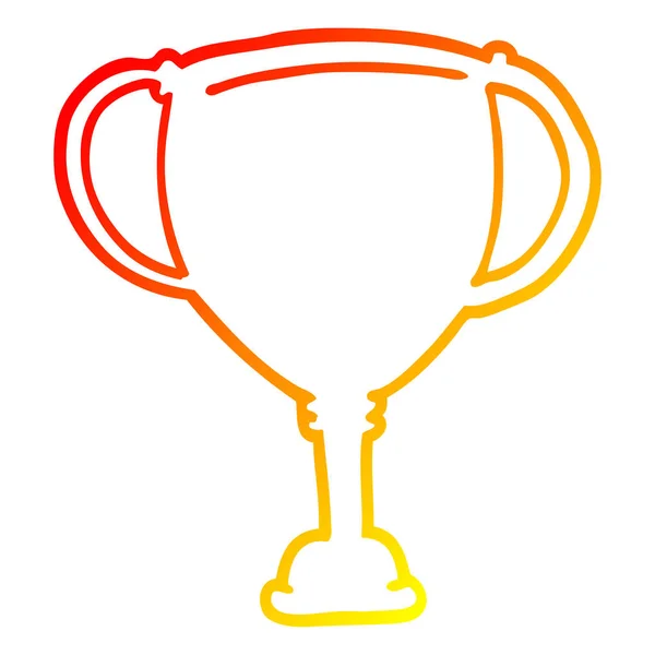 Línea de gradiente caliente dibujo dibujos animados trofeo deportivo — Vector de stock