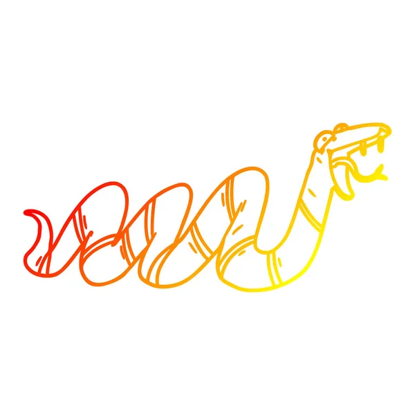 Linea gradiente caldo disegno cartone animato strisciante serpente — Vettoriale Stock