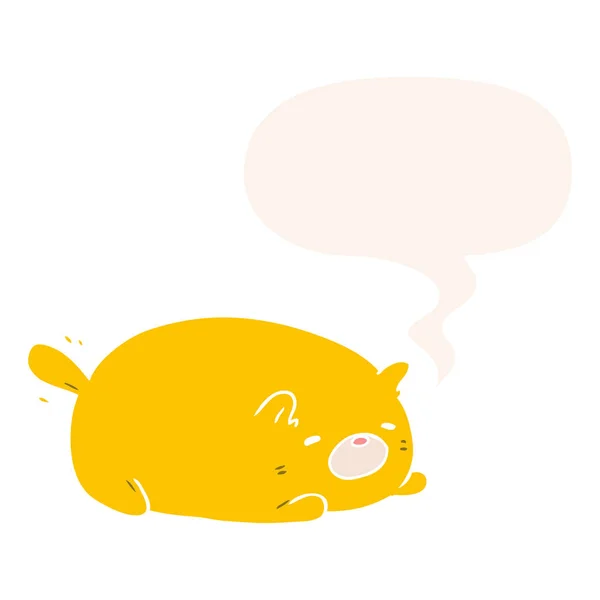 Cute cartoon cat and speech bubble in retro style — Stock Vector