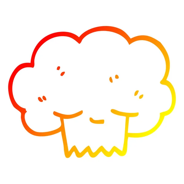 Warm gradient line drawing cartoon explosion cloud — Stock Vector