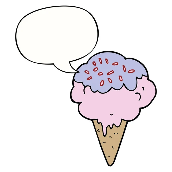 Kreslená bublina zmrzliny a řeči — Stockový vektor