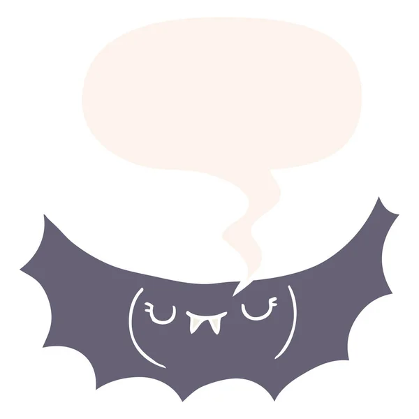 Chauve-souris vampire dessin animé et bulle de parole dans le style rétro — Image vectorielle