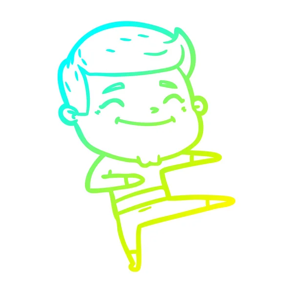 Linea gradiente freddo disegno felice cartone animato uomo danza — Vettoriale Stock