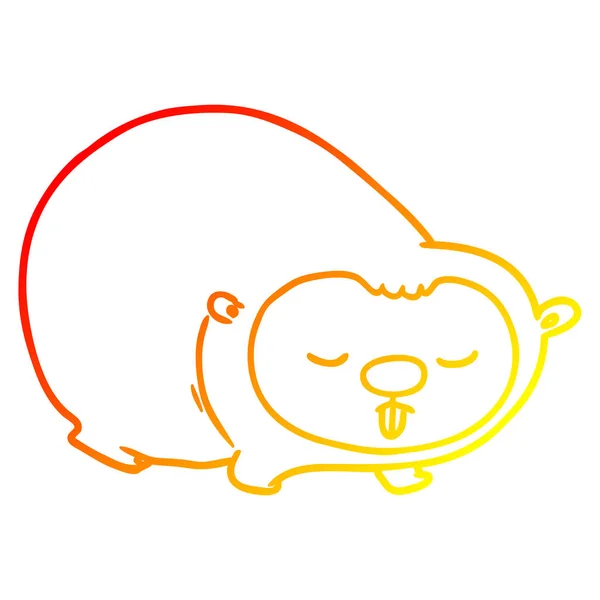 Línea de gradiente caliente dibujo de dibujos animados wombat — Vector de stock