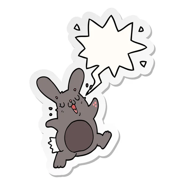 Cartoon rabbit and speech bubble sticker — Stock Vector