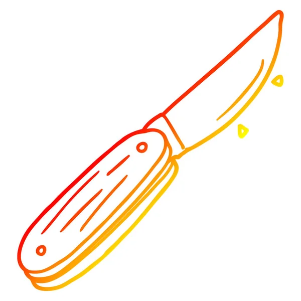 Varm gradient linje ritning tecknad fällkniv — Stock vektor