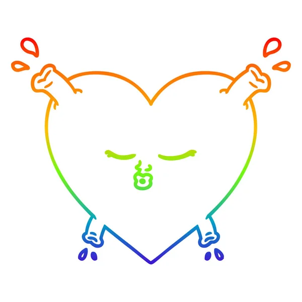 Linha gradiente arco-íris desenho coração dos desenhos animados — Vetor de Stock