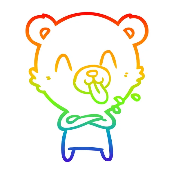 Regenboog gradiënt lijntekening onbeleefd cartoon Bear — Stockvector