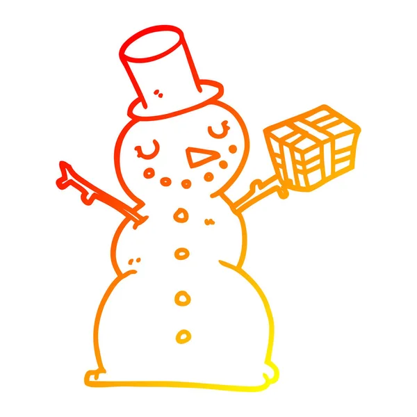 暖梯度线绘制卡通雪人 — 图库矢量图片