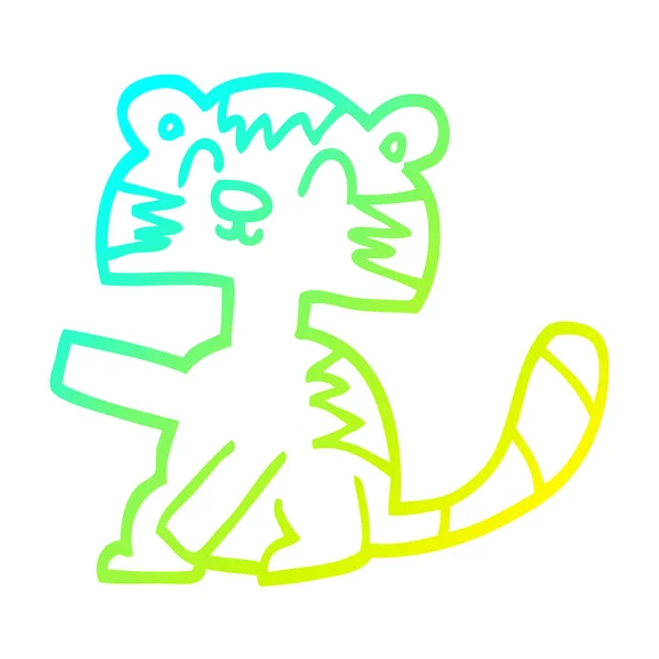 차가운 그라데이션 라인 그리기 재미 만화 고양이 — 스톡 벡터