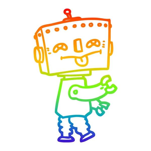 Arco-íris linha gradiente desenho cartoon robô —  Vetores de Stock