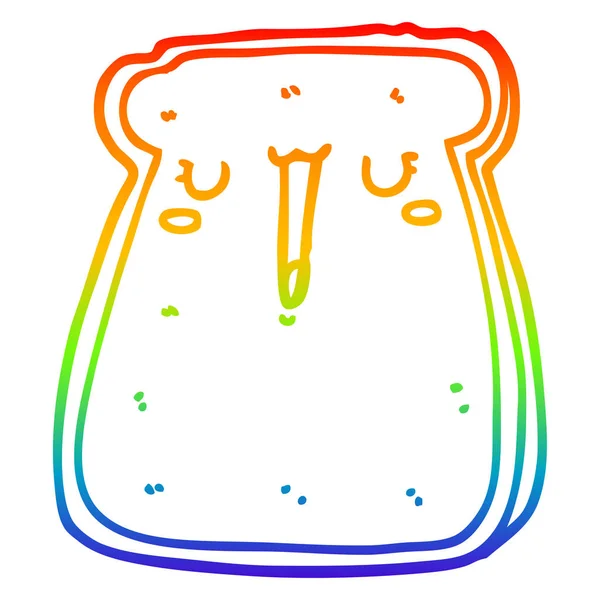 Regenboog gradiënt lijntekening cartoon toast — Stockvector