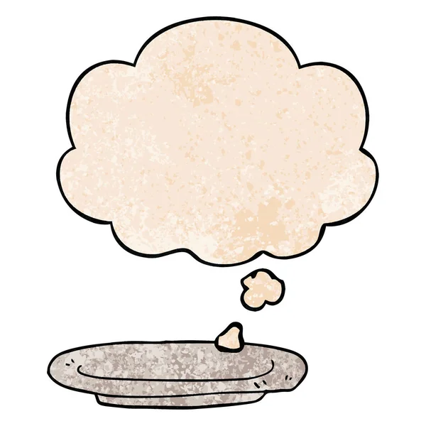 Karikatür plaka ve grunge doku desen tarzında düşünce balonu — Stok Vektör