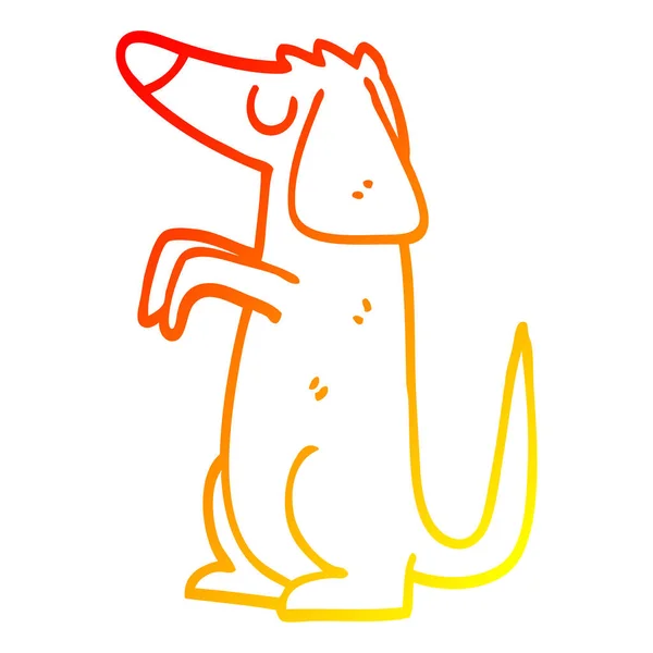 Linha gradiente quente desenho dos desenhos animados cão bem comportado — Vetor de Stock