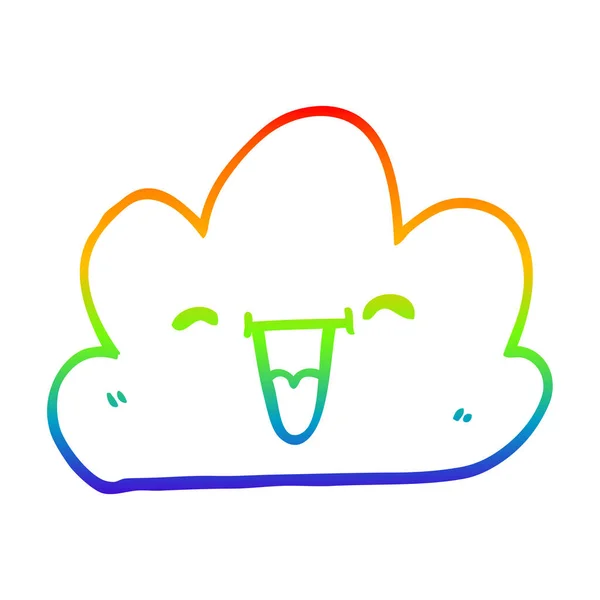 Arco-íris linha gradiente desenho cartoon expressivo nuvem meteorológica — Vetor de Stock