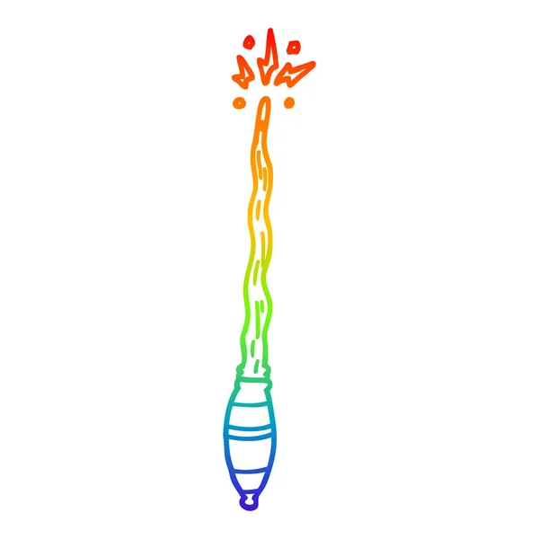 Радужная градиентная линия, рисующая волшебную палочку — стоковый вектор