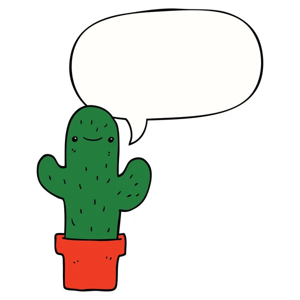 Cactus de dibujos animados y burbuja del habla — Archivo Imágenes Vectoriales