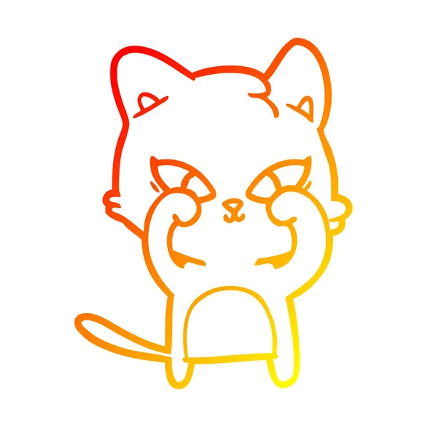 Warme Gradientenlinie Zeichnung niedliche Cartoon-Katze — Stockvektor