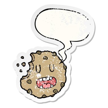 karikatür çerez ve konuşma balonu sıkıntılı etiket