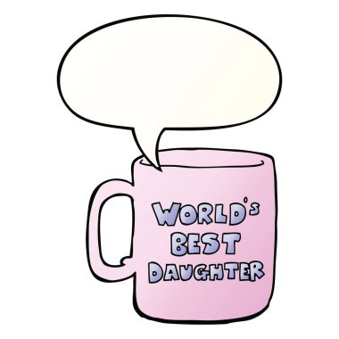 pürüzsüz degrade st dünyanın en iyi kızı kupa ve konuşma balonu