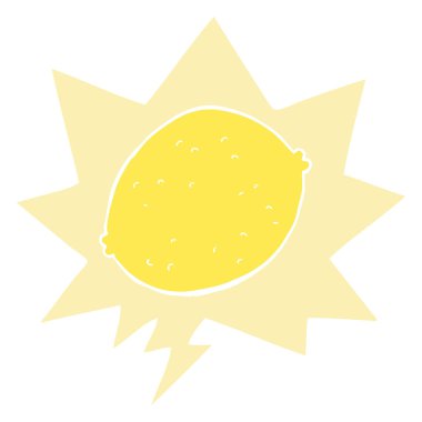 retro tarzıkarikatür limon ve konuşma balonu