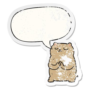 karikatür ayı ve konuşma balonu sıkıntılı etiket