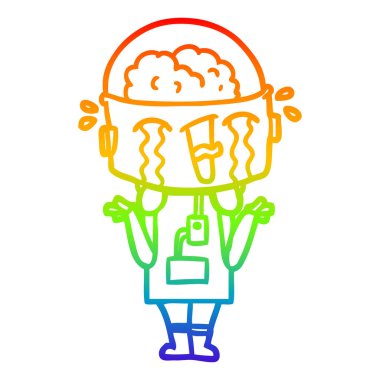 gökkuşağı gradyan çizgi çizim karikatür ağlayan robot sho silkme