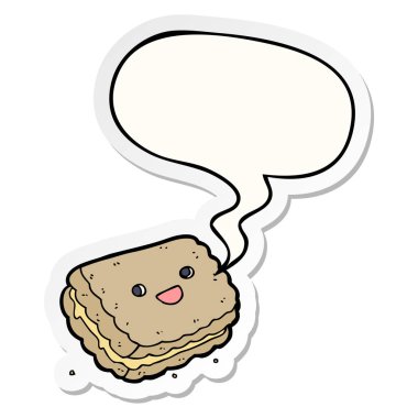karikatür bisküvi ve konuşma kabarcık etiket