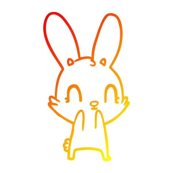 Varm gradient linje ritning söt tecknad kanin — Stock vektor