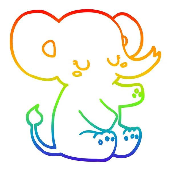 Linea gradiente arcobaleno disegno cartone animato elefante — Vettoriale Stock