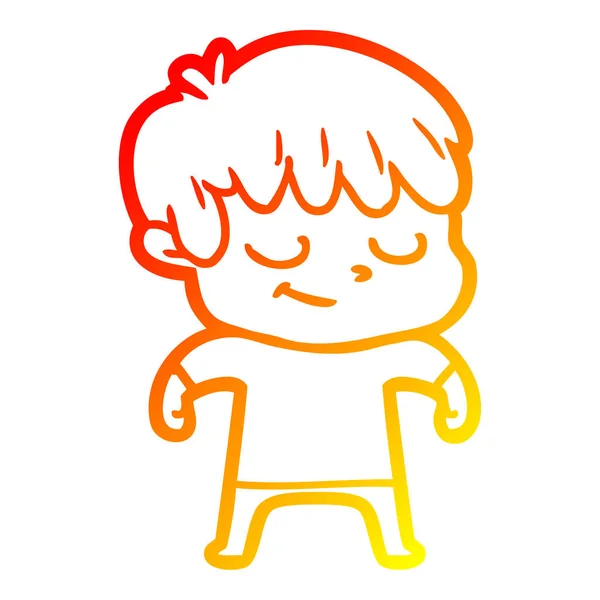 Linha gradiente quente desenho feliz cartoon menino —  Vetores de Stock
