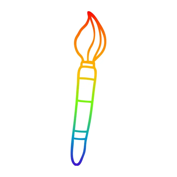 Regenboog gradiënt lijntekening cartoon verfborstel — Stockvector