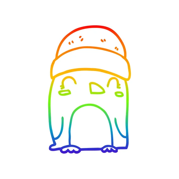 Línea de gradiente arco iris dibujo lindo pingüino de dibujos animados — Archivo Imágenes Vectoriales