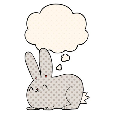 çizgi film tavşan ve çizgi roman tarzında düşünce balonu