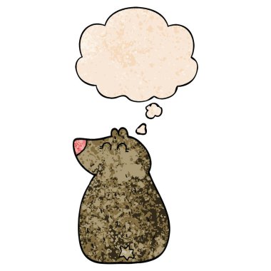 sevimli karikatür ayı ve grunge doku desen s düşünce balonu